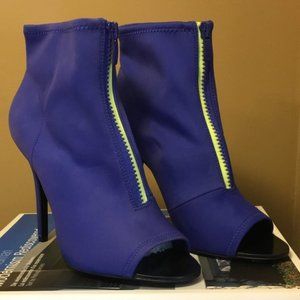 Aldo Blue Cobalt Peep Toe Ankle Booties w/ Zipper